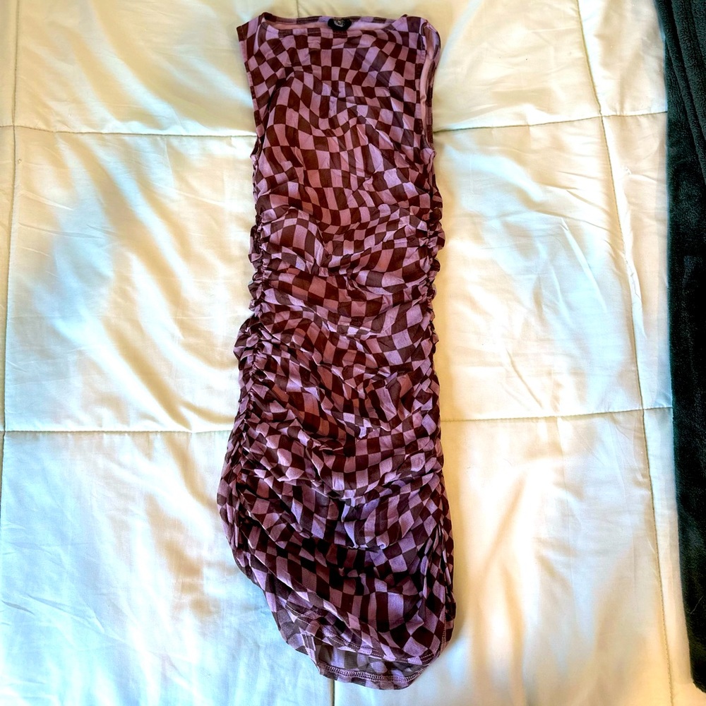 Checkered Mini Ruffled Dress - Picture 2 of 5